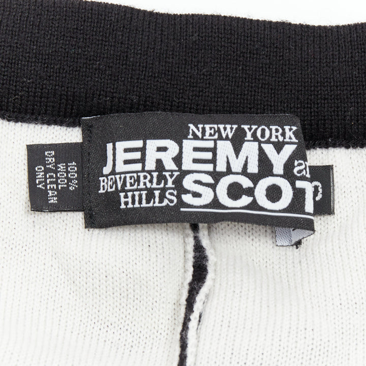 JEREMY SCOTT 100% wool black eye intarsia knit jogger pants S