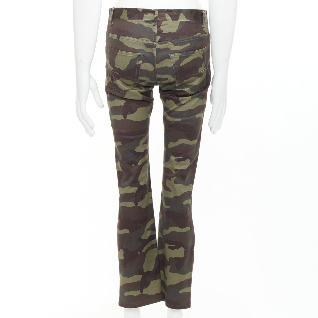 DIOR HOMME green Army Camouflage skinny denim cropped jeans 30"