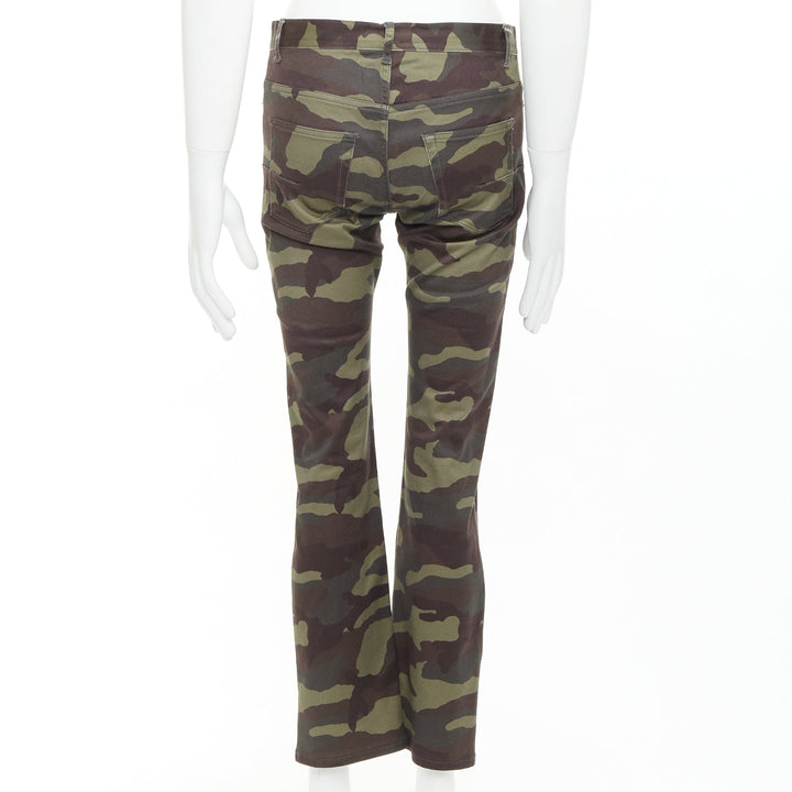 DIOR HOMME green Army Camouflage skinny denim cropped jeans 30"