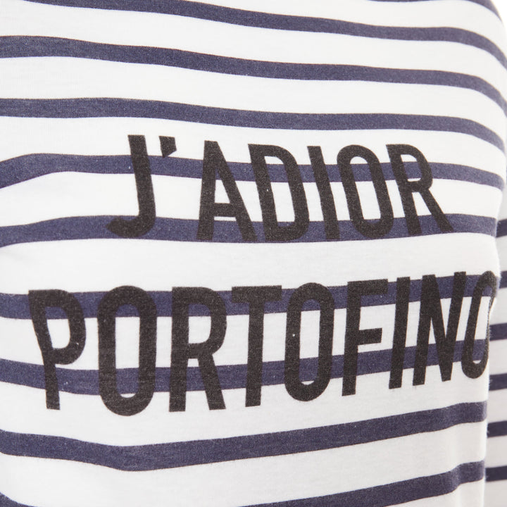 DIOR J'adior Portofino nautical navy white cotton linen mariniere tshirt M