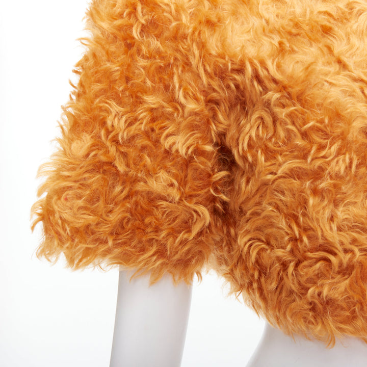 PRADA 2007 Runway orange mohair cotton furry cropped jacket IT38 XS