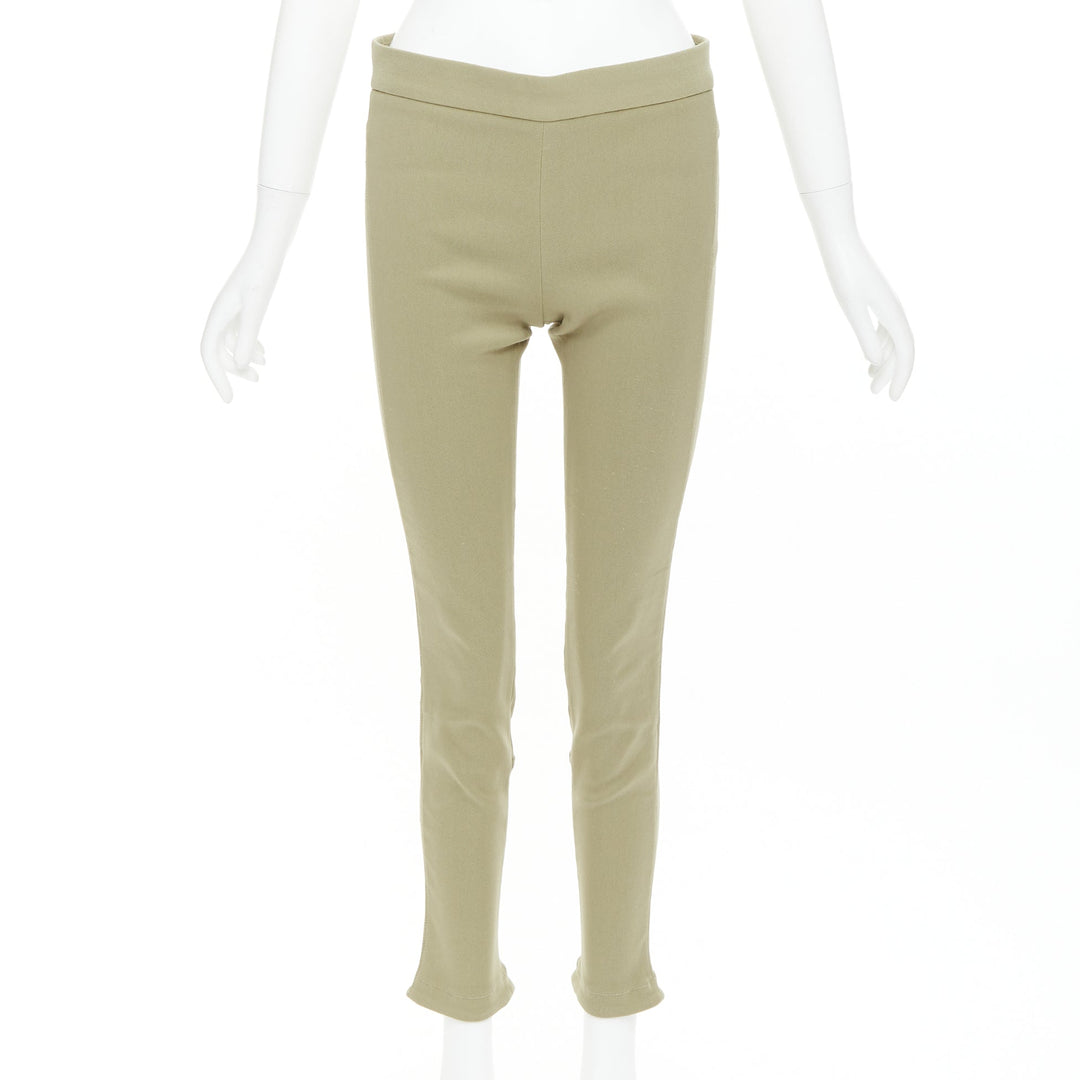 GIVENCHY khaki cotton blend skinny zip back riding pants FR36 S