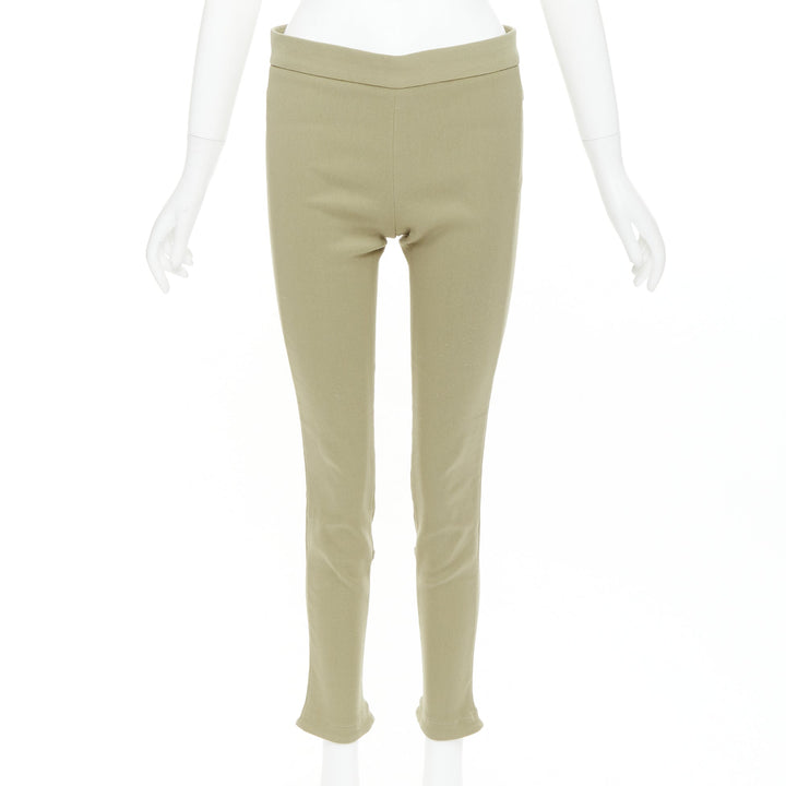 GIVENCHY khaki cotton blend skinny zip back riding pants FR36 S