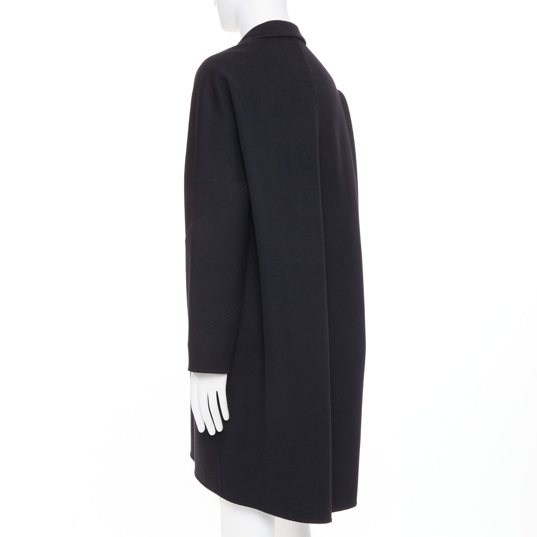 VALENTINO black virgin wool cashmere button flap pocket notch lapel coat IT44 XS