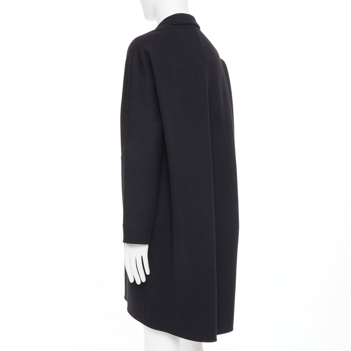 VALENTINO black virgin wool cashmere button flap pocket notch lapel coat IT44 XS