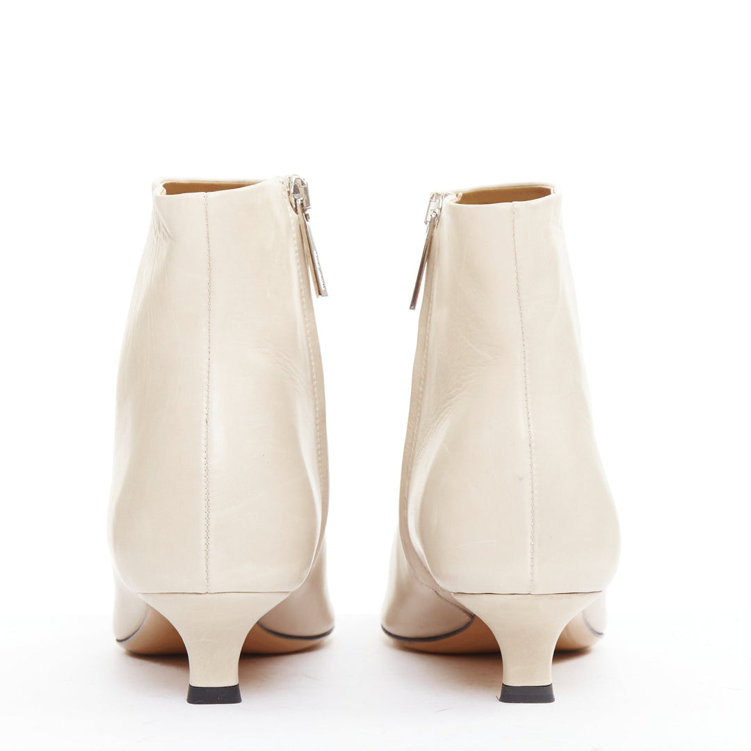 THE ROW Coco cream coal soft calfskin ankle kitten heel ankle boots EU37