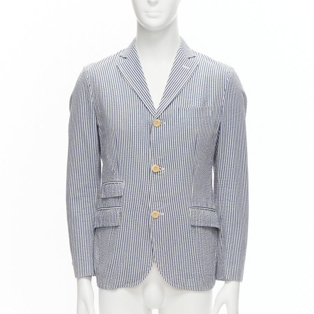 JUNYA WATANABE MAN 2013 blue white striped seersucker cotton blazer jacket S