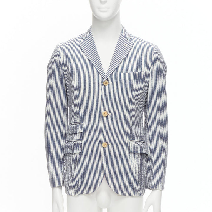 JUNYA WATANABE MAN 2013 blue white striped seersucker cotton blazer jacket S