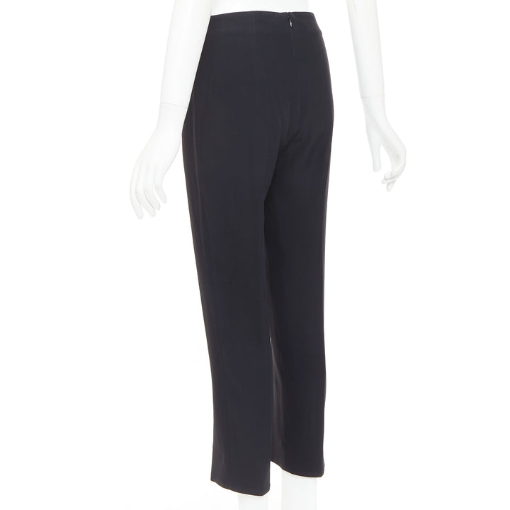 ALEXANDER MCQUEEN black silky slit front high waisted cropped pants IT40 S