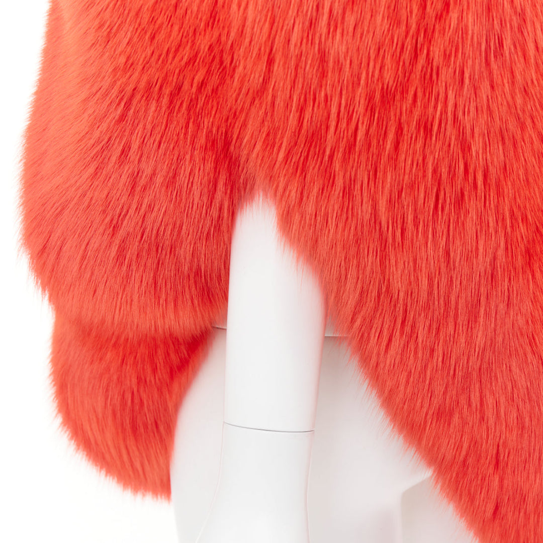 rare SAINT LAURENT 2016 Runway red fox fur heart shaped cape coat Rihanna