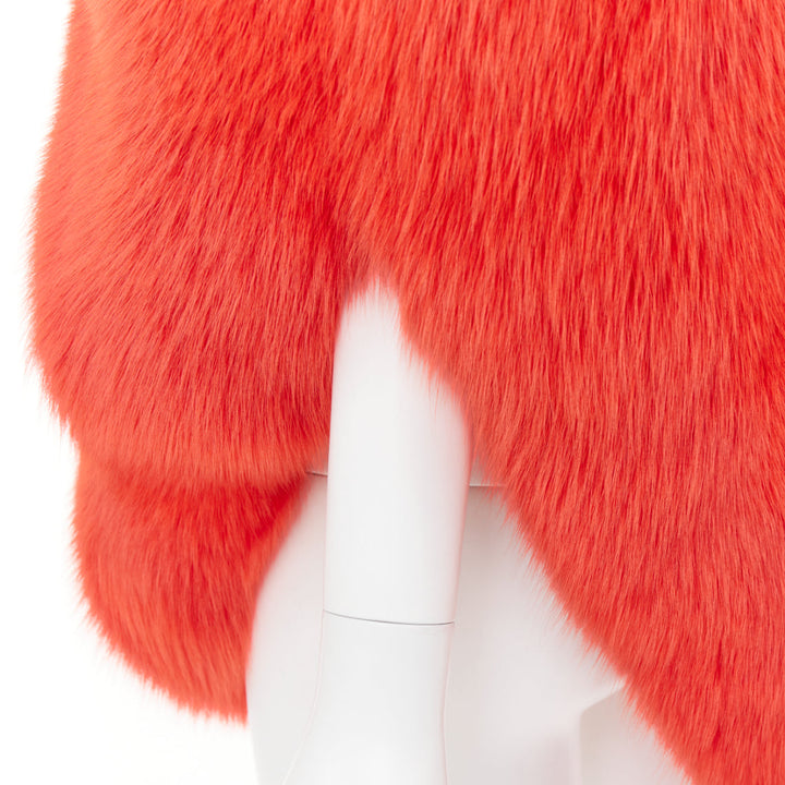 rare SAINT LAURENT 2016 Runway red fox fur heart shaped cape coat Rihanna