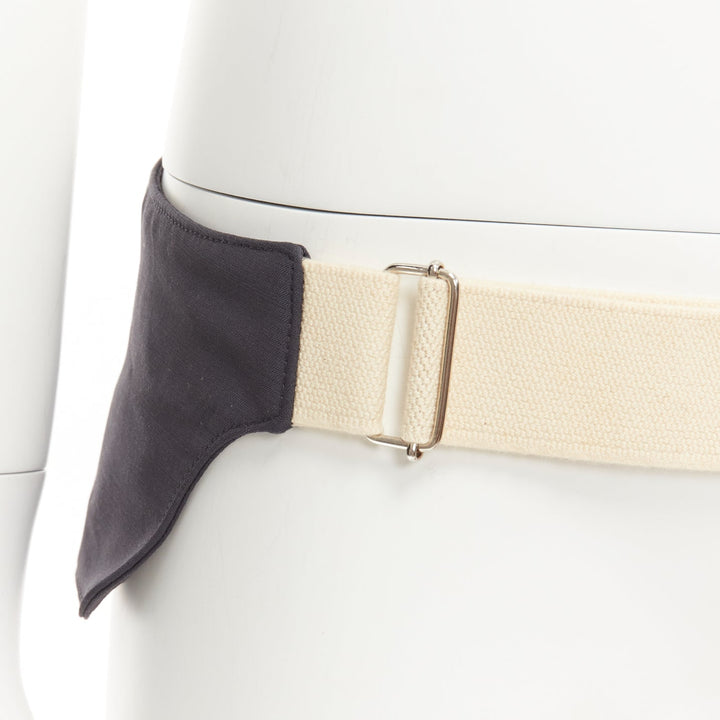 rare RAF SIMONS 10 Corso Como grey cream fabric double panel canvas utility belt