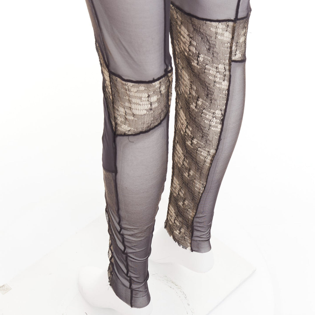 rare ALEXANDRE VAUTHIER COUTURE SS2014 Runway black lace panelled sheer catsuit