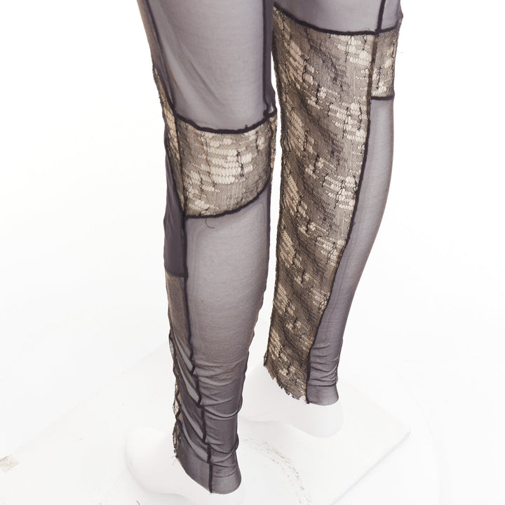 rare ALEXANDRE VAUTHIER COUTURE SS2014 Runway black lace panelled sheer catsuit