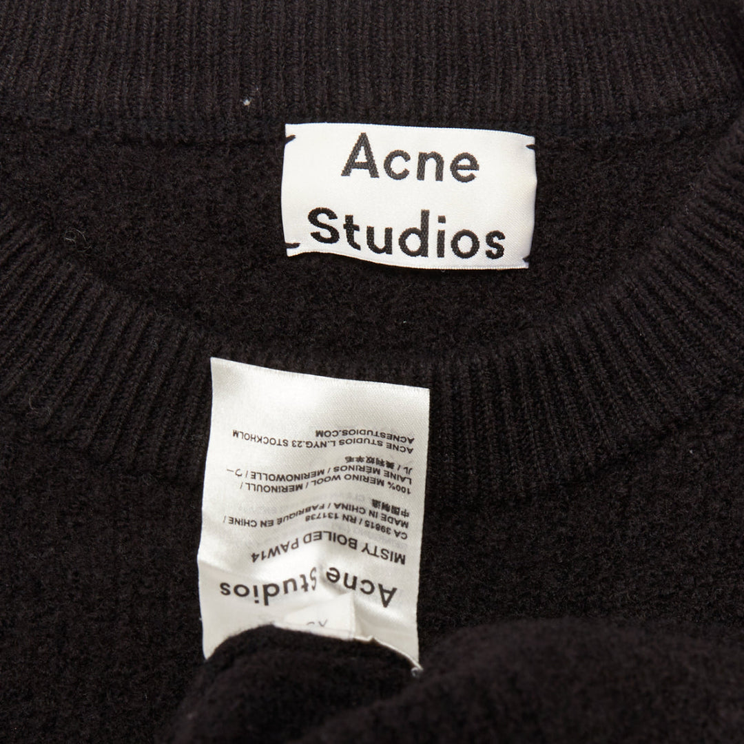 ACNE STUDIOS 2014 Misty Boiled black merino wool crop zip side pullover XS