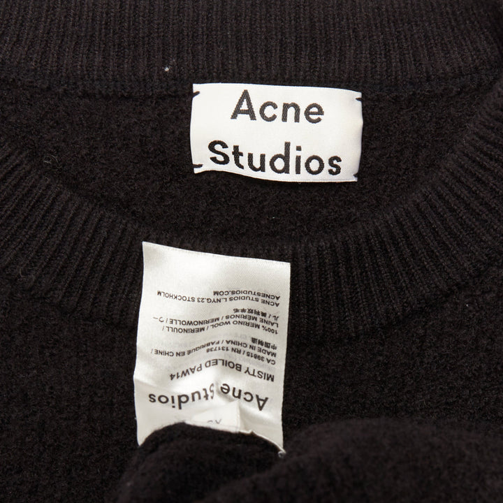 ACNE STUDIOS 2014 Misty Boiled black merino wool crop zip side pullover XS