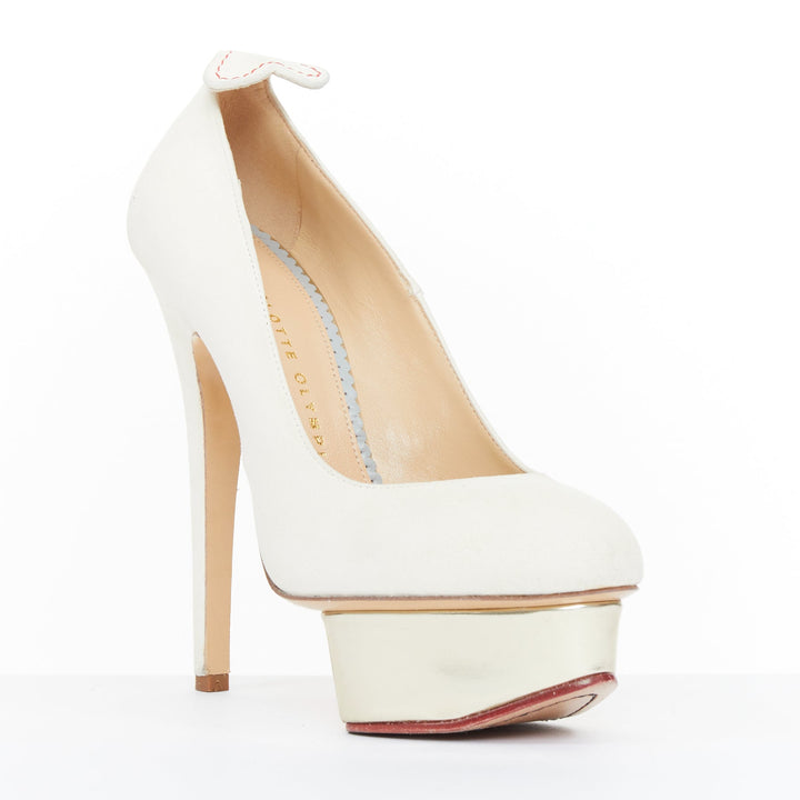 CHARLOTTE OLYMPIA 2011 Dolly cream suede gold island platform pumps EU36