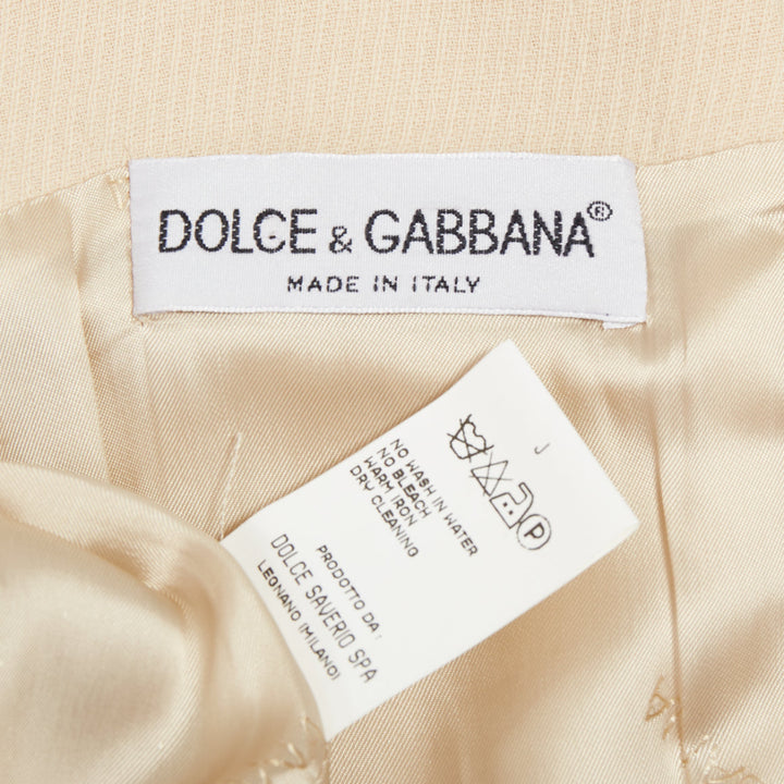 DOLCE GABBANA 1990s Vintage cream wool twill minimal contour seam dress  IT40 M