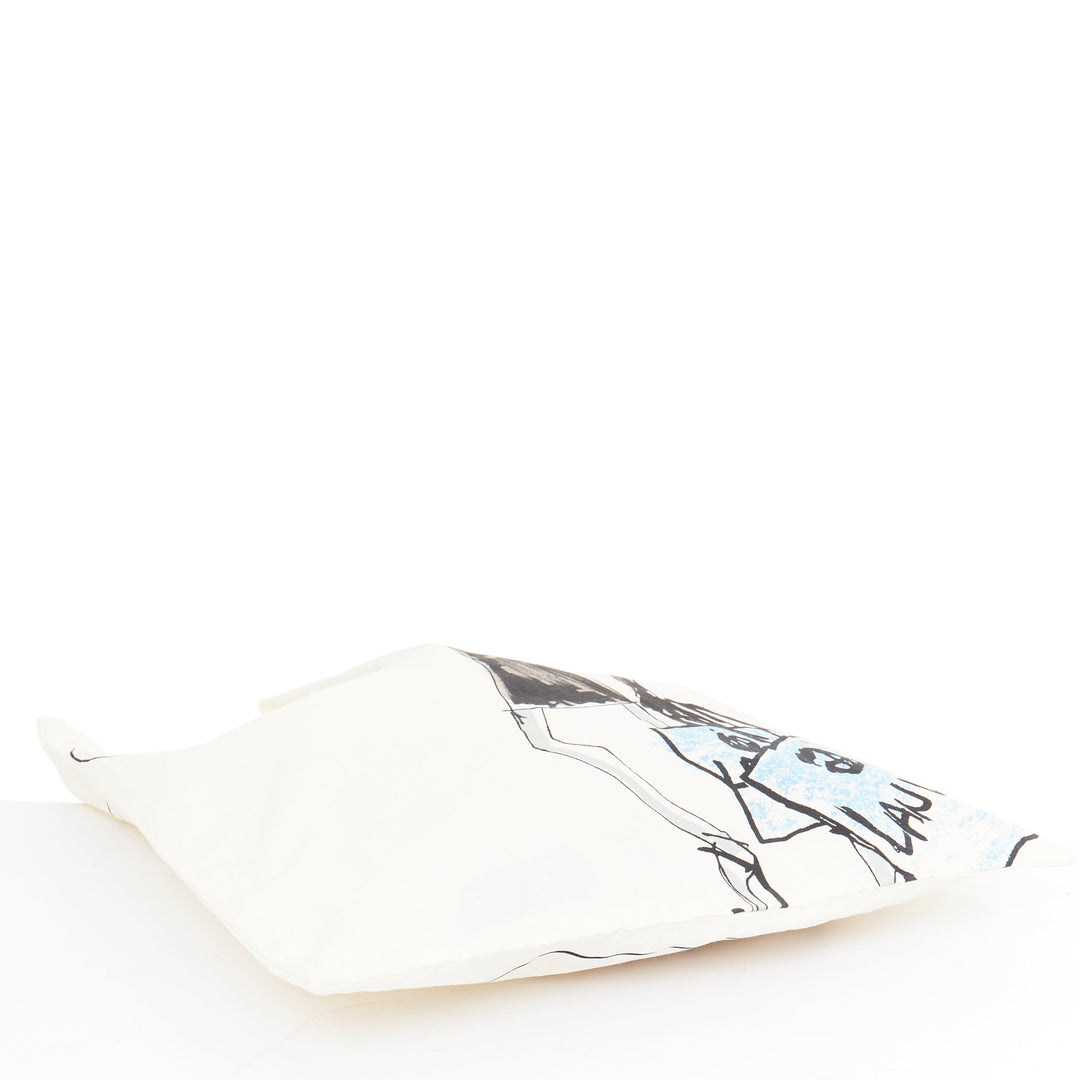 LANVIN I Want It All fashion sketch printed cotton canvas grosgrain tote bag