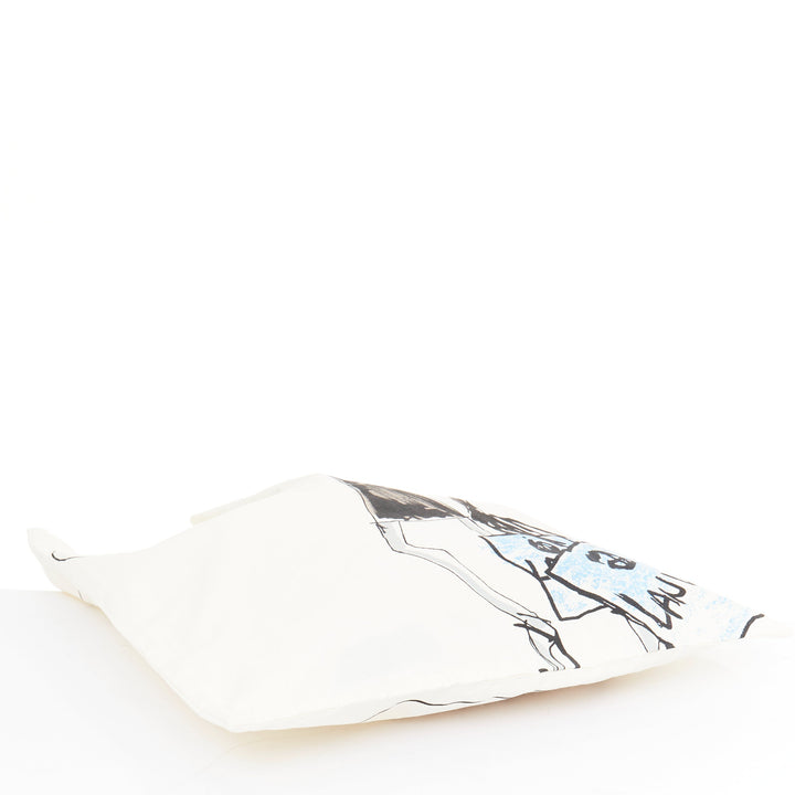 LANVIN I Want It All fashion sketch printed cotton canvas grosgrain tote bag