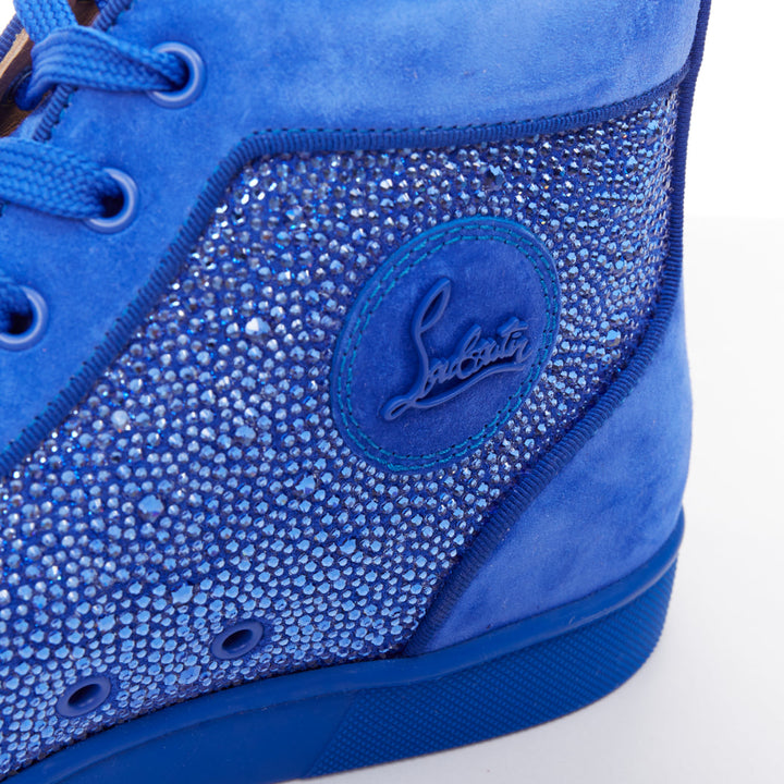 CHRISTIAN LOUBOUTIN Louis Orlato Strass sapphire cobalt crystal hi sneaker EU44