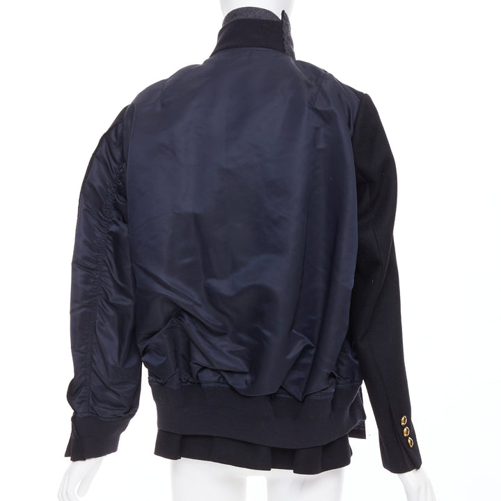 SACAI 2018 Runway black gold buttons hybrid bomber blazer coat JP1 S