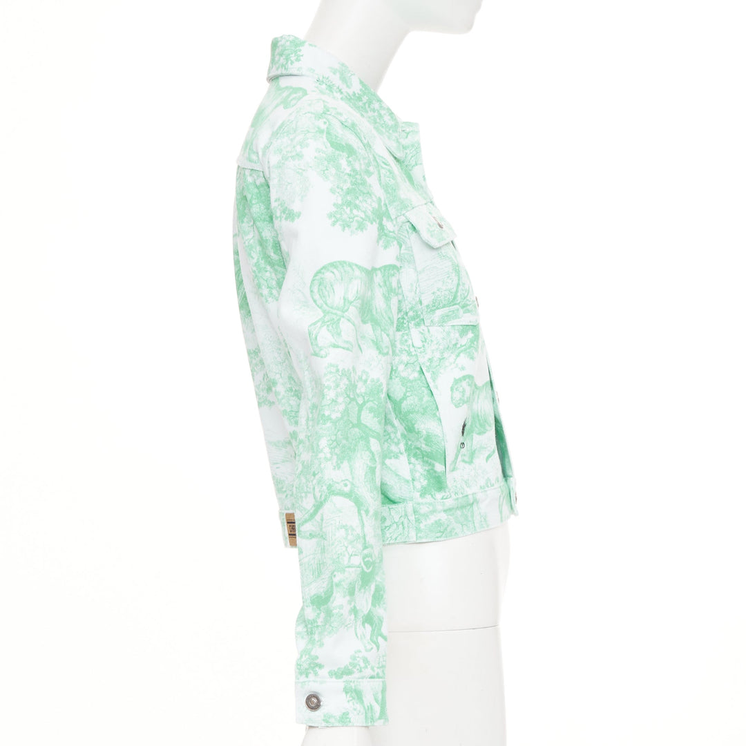 DIOR 2024 Dioriviera Toile de Jouy Sauvage white aquamarina denim jacket FR34 XS