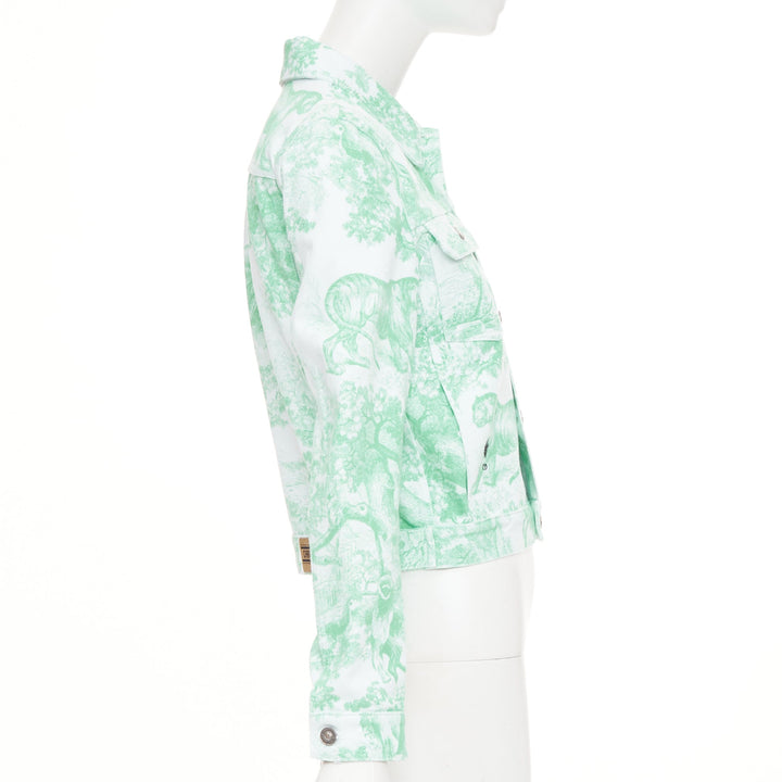 DIOR 2024 Dioriviera Toile de Jouy Sauvage white aquamarina denim jacket FR34 XS