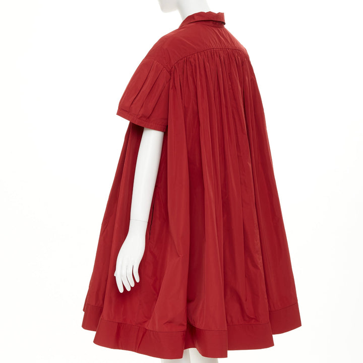 BROCK COLLECTION dark red pleated puff sleeve voluminous  mou mou dress US2 XS