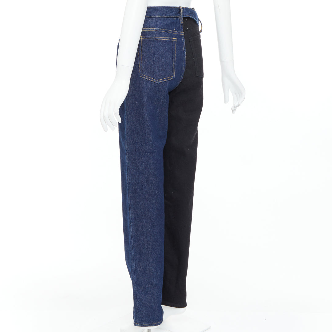 MAISON MARGIELA Two Tone side belt blue black bicolor pants FR36 S