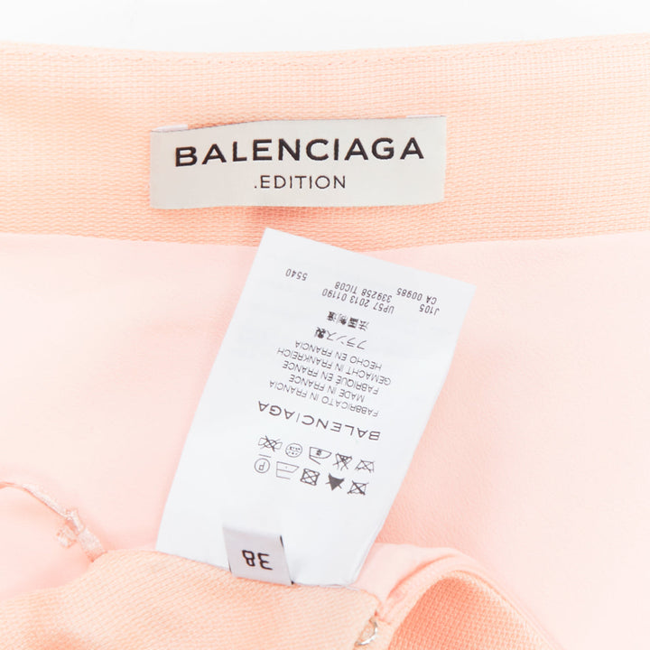 BALENCIAGA 2013 pink 100% silk crepe panelled Aline knee skirt FR38 M