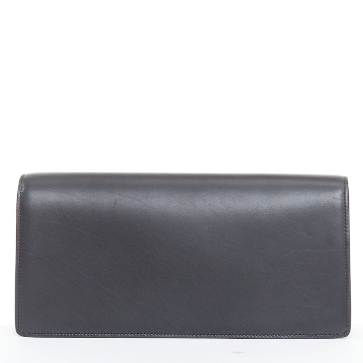 SAINT LAURENT Betty black smooth leather silver studded envelope clutch bag