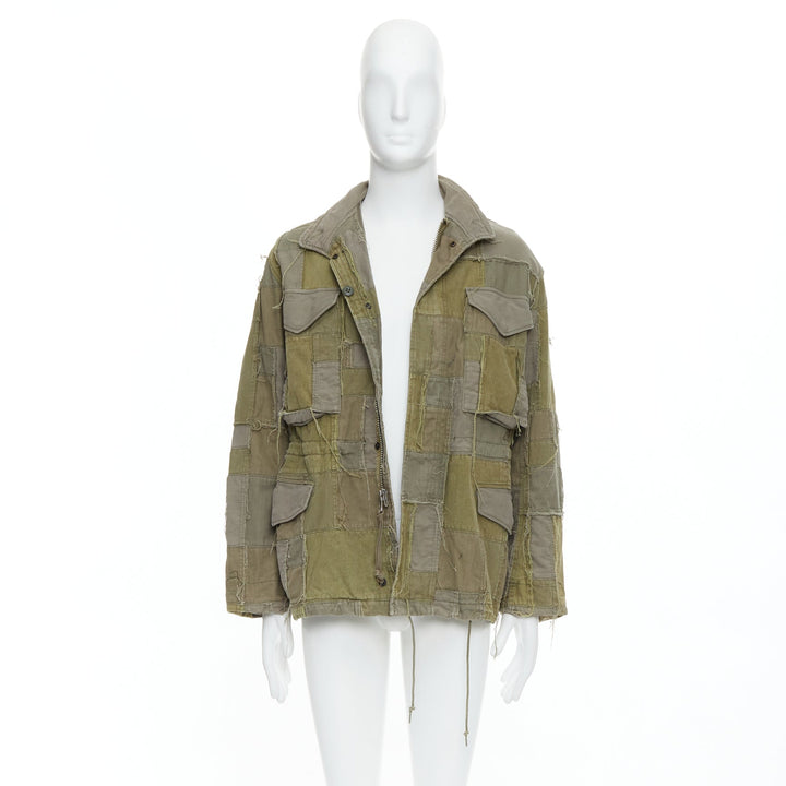 JUNYA WATANABE 2006 M65 green frayed patchwork field coat XS