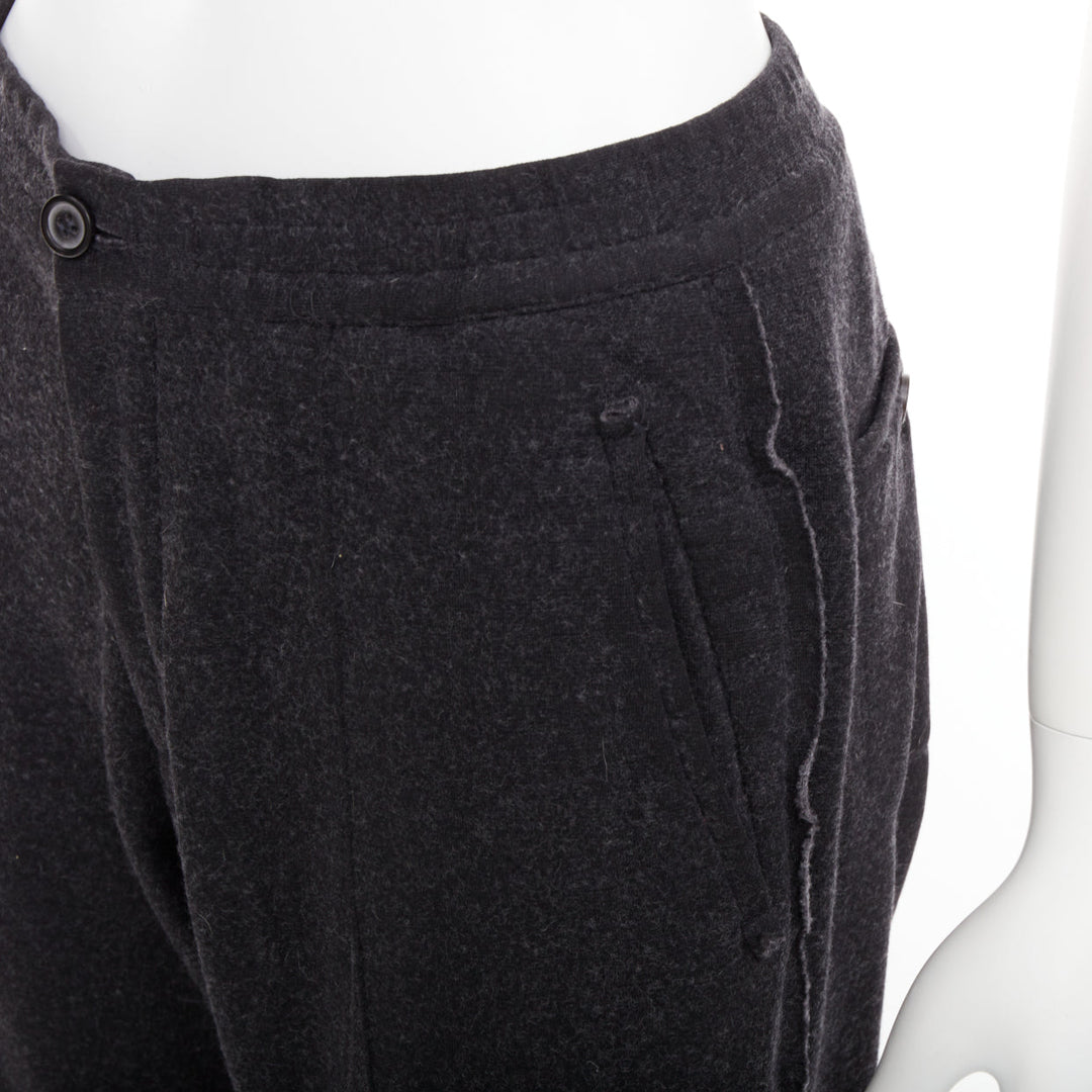 LANVIN grey wool blend raw edge elastic waistband jogger pants FR46 S