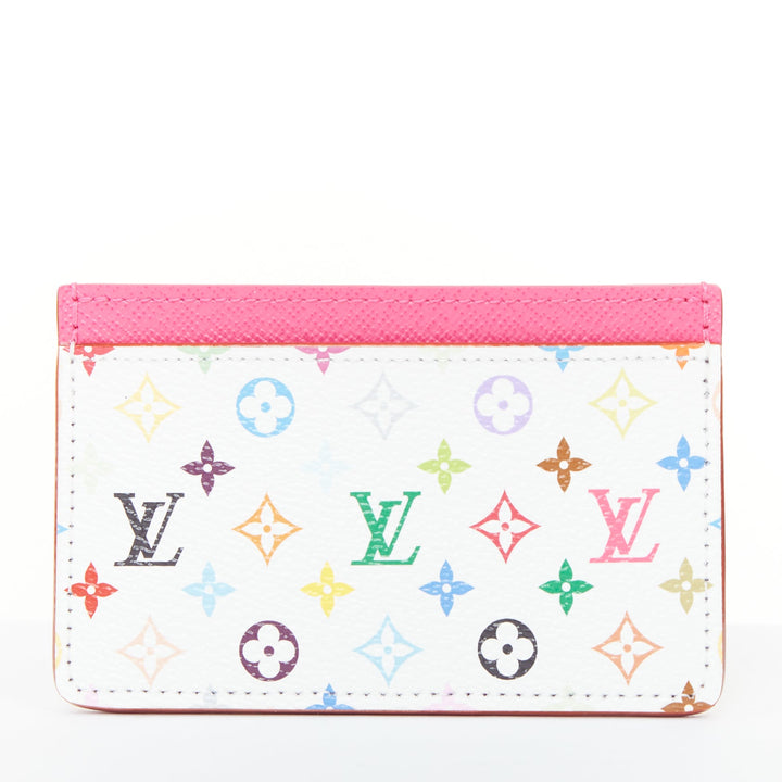 LOUIS VUITTON 2025 Runway Takashi Murakami white Monogram Multicolore cardholder