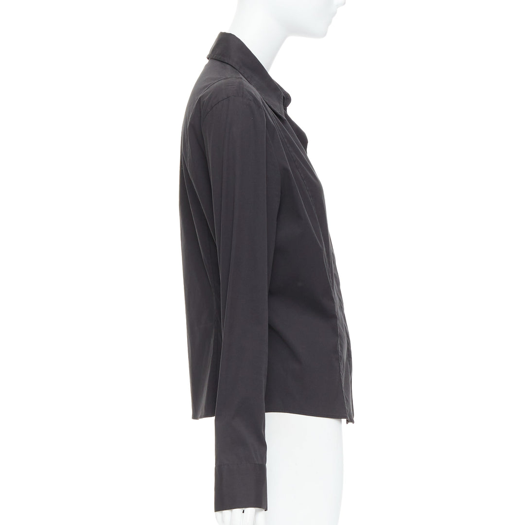 GUCCI Tom Ford 2000 black cotton blend slim fit panelled shirt IT46 XL