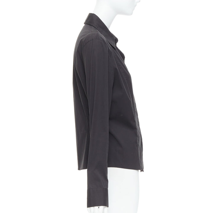 GUCCI Tom Ford 2000 black cotton blend slim fit panelled shirt IT46 XL