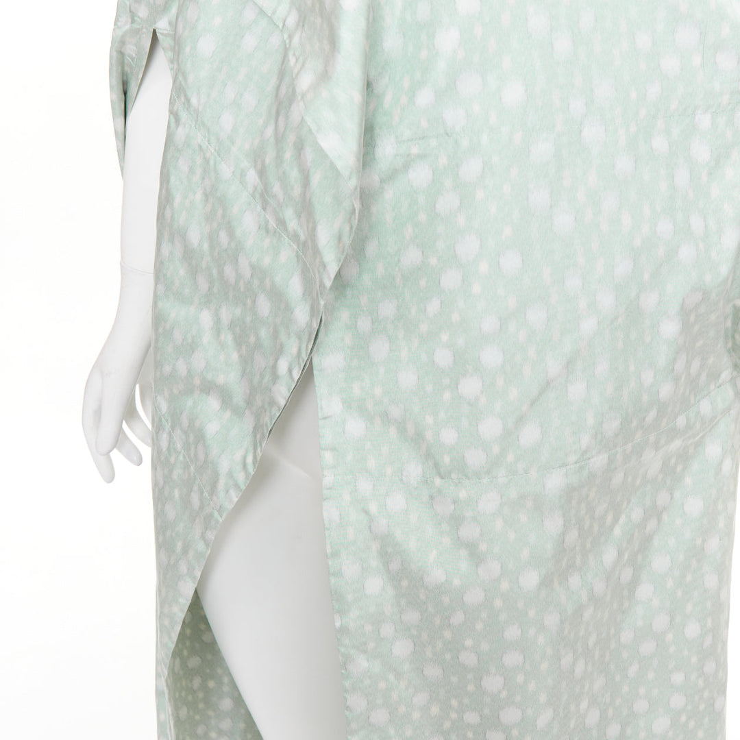 PRADA 2021 Runway pastel green polka dot silk taffeta wrap cape coat IT36 X