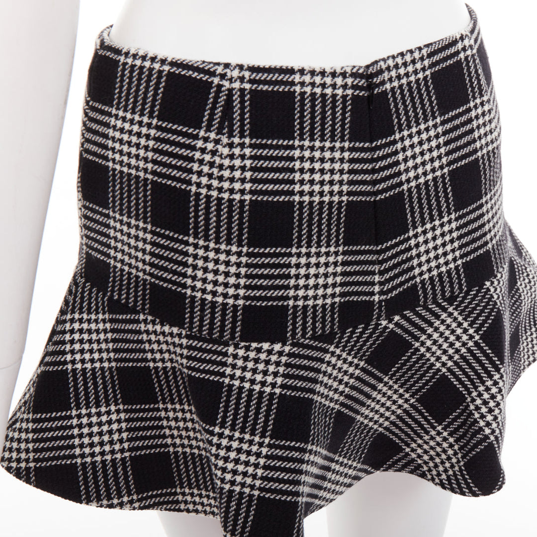 RED VALENTINO black grey houndstooth check print frill mini skort IT38 XS