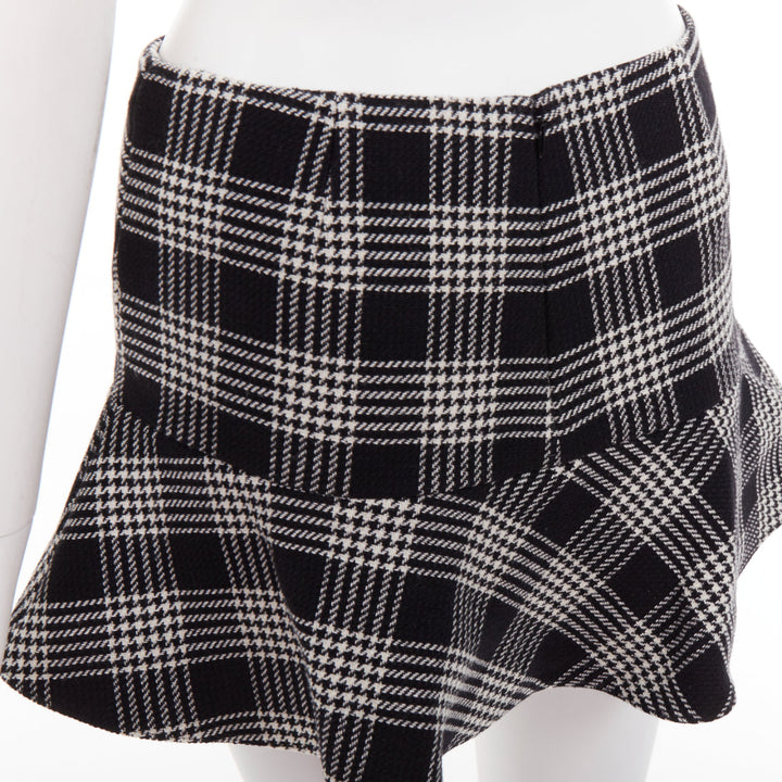RED VALENTINO black grey houndstooth check print frill mini skort IT38 XS