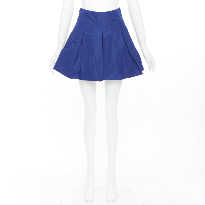 MIU MIU Vintage 2006 blue nylon box pleat A-line high waisted mini skirt IT38 XS