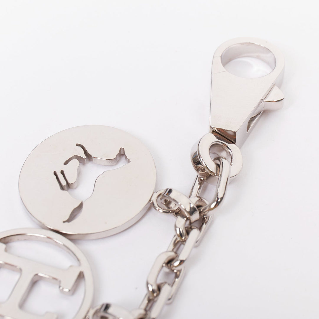 HERMES Palladium Breloque Olga Cadena lock H logo horse dog coin bag charm chain