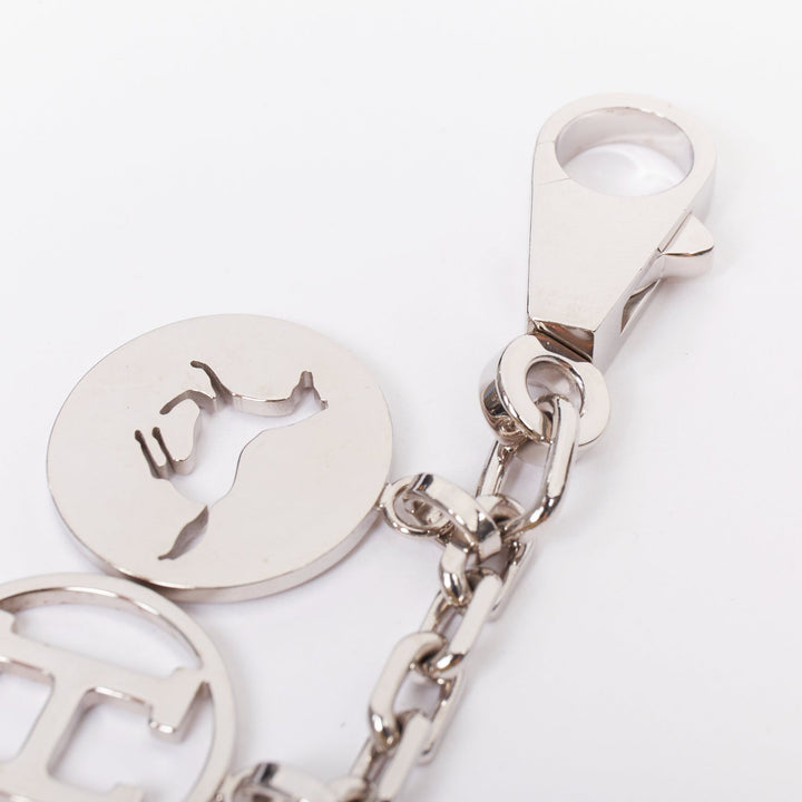 HERMES Palladium Breloque Olga Cadena lock H logo horse dog coin bag charm chain