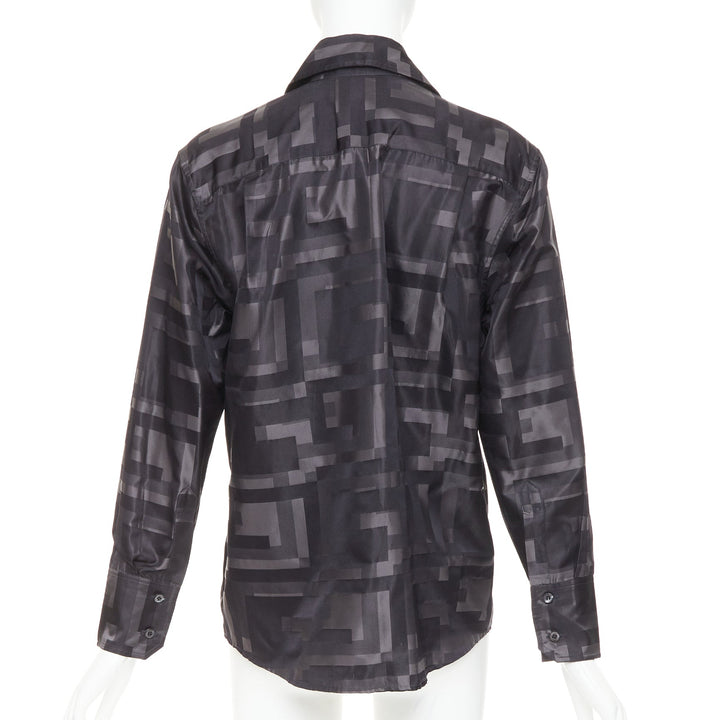GUCCI SS1998 Tom Ford Vintage black grey geometric Square jacquard shirt IT38 XS