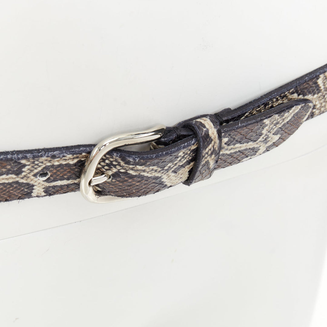 ISABEL MARANT 2021 Zap black embossed calfskin leather skinny loop waist belt S
