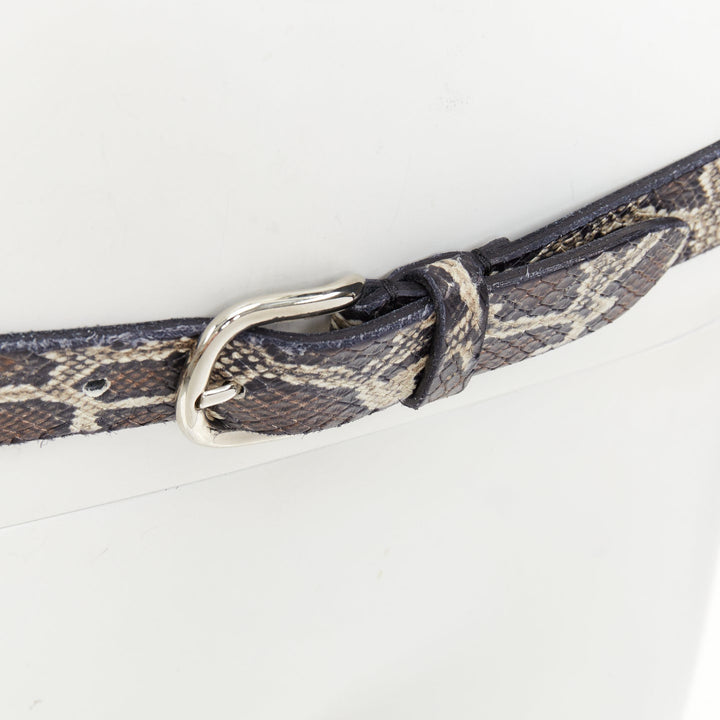 ISABEL MARANT 2021 Zap black embossed calfskin leather skinny loop waist belt S