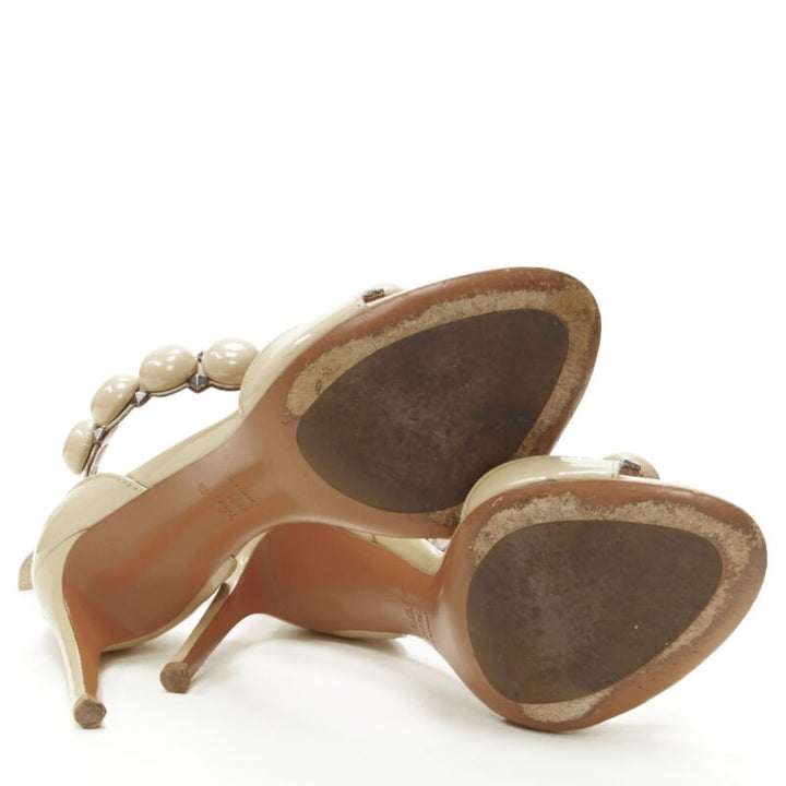 ALAIA La Bombe ball embellished studded nude patent high heel sandal EU37.5
