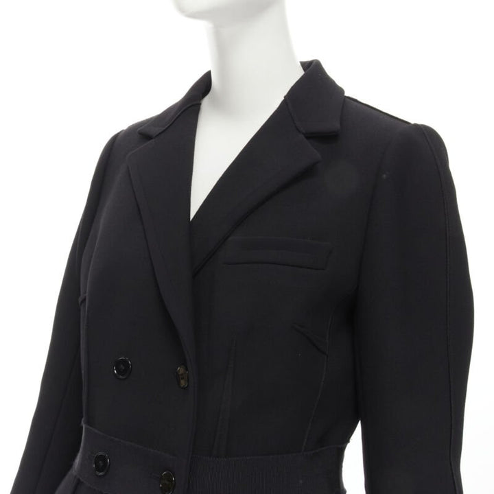 DOLCE GABBANA Vintage black virgin wool reversed seam blazer jacket skirt IT44 M
