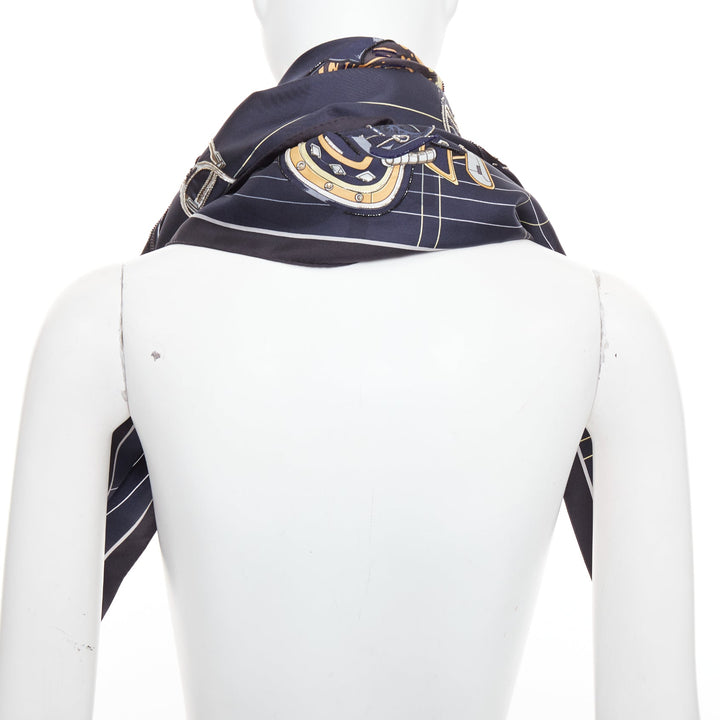 HERMES 2025 Tous en Selle embroidered scarf 90cm 100% silk applique beaded scarf
