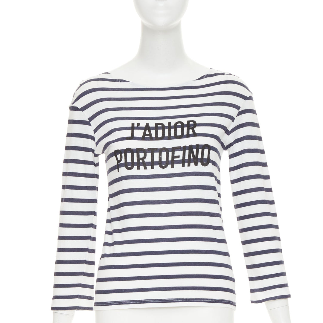 DIOR J'adior Portofino nautical navy white cotton linen mariniere tshirt M